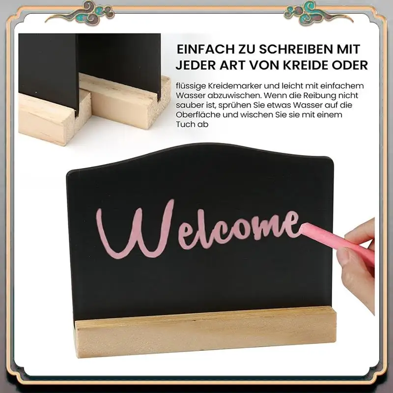A46M-12 Mini Chalkboard With Stand, Small Blackboard Wooden Signs For Labelling, Mini Board Set, Place Cards, Price Tags