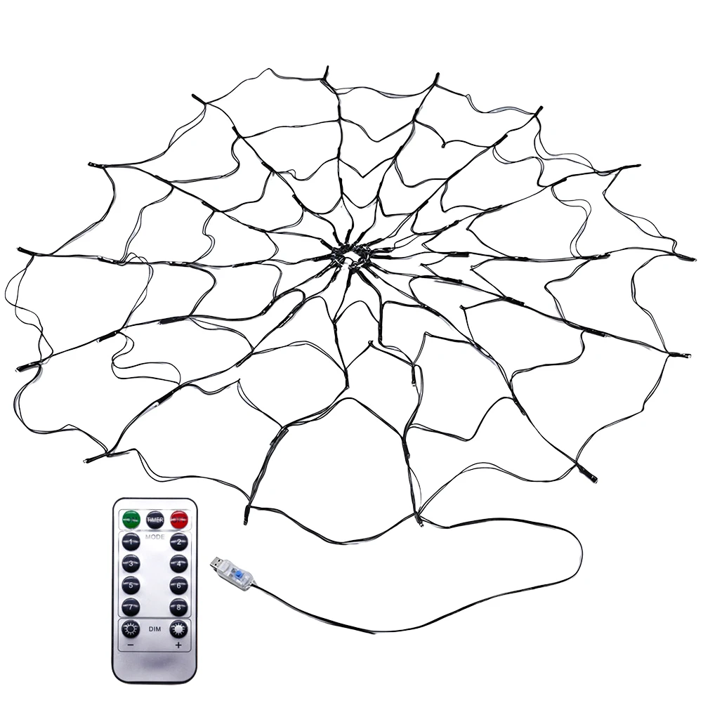 أضواء خارجية لتزيين شبكة العنكبوت للهالوين 70 مصباح LED مع إضاءة عملاقة عنكبوتية قطيفة للديكور الداخلي والخارجي #4