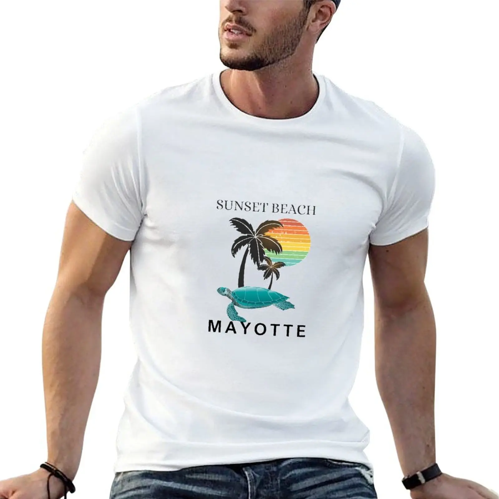 SUNSET BEACH MAYOTTE T-Shirt Plus Size Lightweight Top