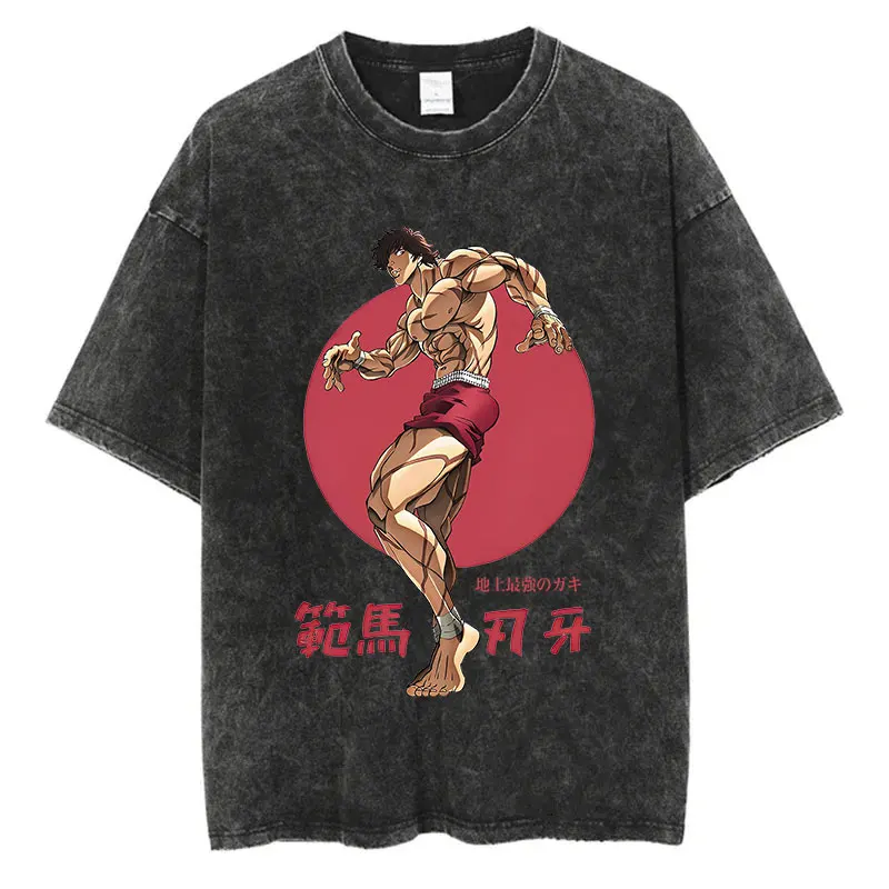 

Anime Baki Haman Tshirts Harajuku Vintage Cotton 2025 New Washed T Shirt for Men Hip Hop Streetwear T-shirt