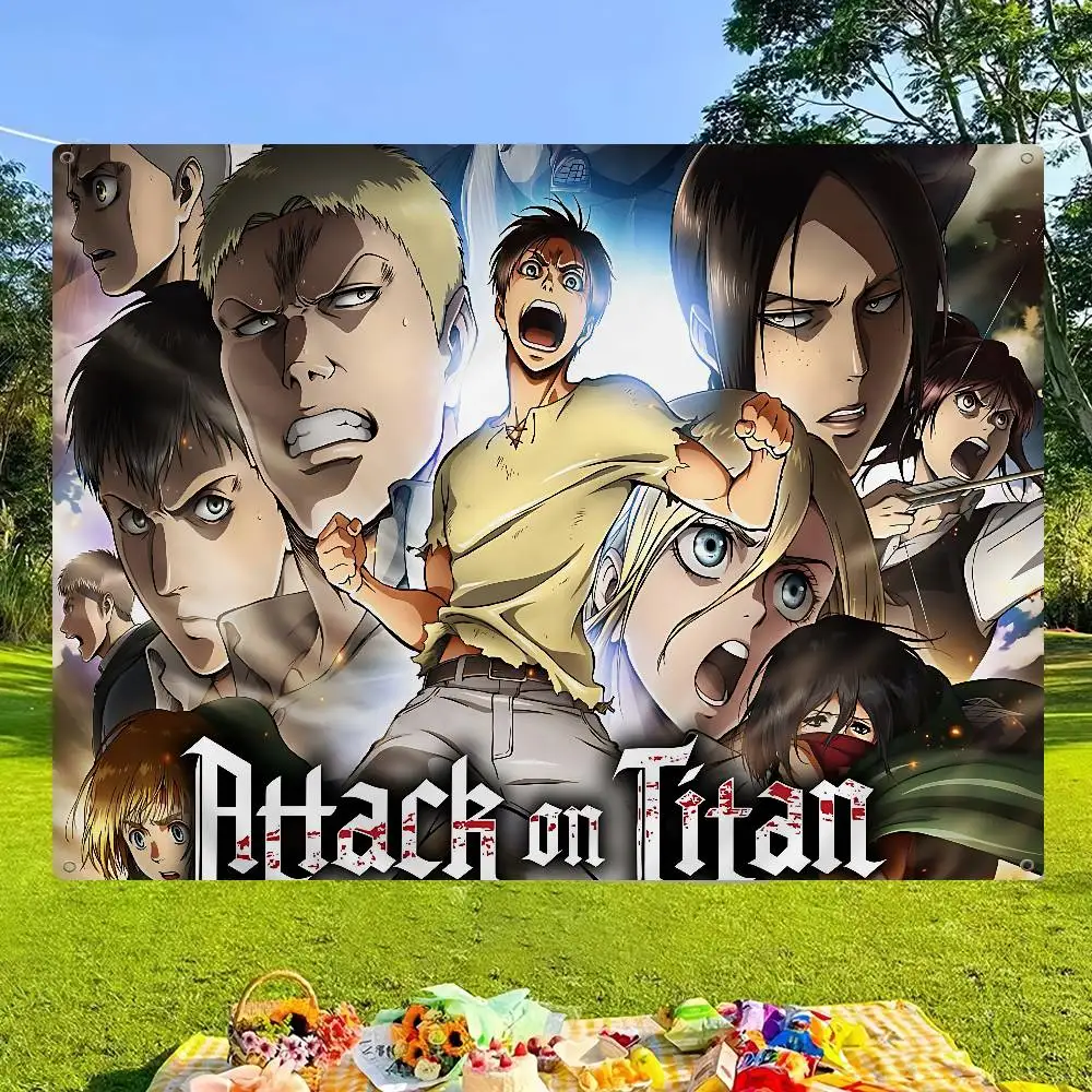 A-Attack On Titan Anime Small Size Cheerleading Banner Hand Pulled Flag Outdoor Atmosphere Flags