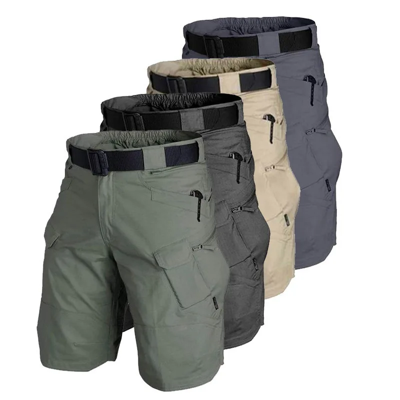 Men Open Crotch Pants Trainning Dry Cargo Shorts with Hidden Zipper Multi-pockets Exercise Mini Outdoor Crotchless Clubwear Gay