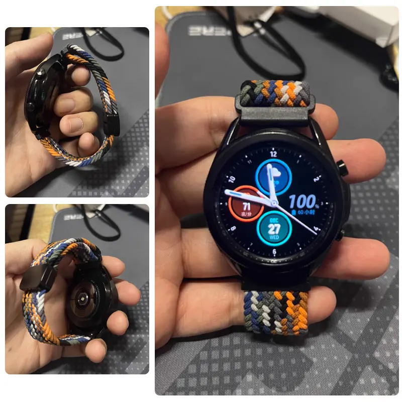 20mm 22mm Magnetic Braided Loop Nylon Strap For Huawei Watch 4/3/GT5 Pro-4-3-2-2e Samsung Watch 7 6 5 4 3 Gear S3 Active 2 Band image 5