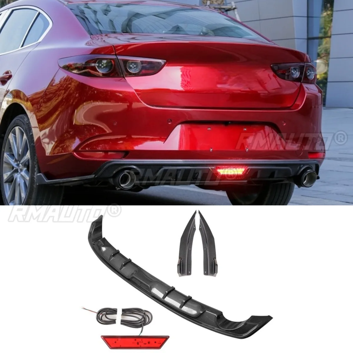 Car Rear Bumper Spoiler Lip Diffuser Modification Part For Mazda 3 Axela 2020+ Bumper Guard Protector Cover Car Accessories