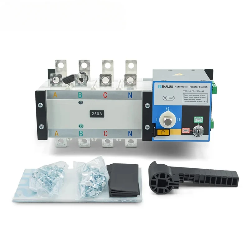4P ATS Dual Power Automatic Transfer Switch, Diesel Generator Control Module Circuit Breaker, AC220V 100A 160A 250A Generator