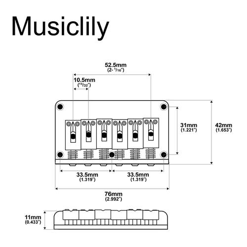 Imagen 2 del producto Musiclily Pro 52,5 mm (2-1/16 pulgadas) Puente fijo rígido moderno para guitarra eléctrica estilo ST Tele