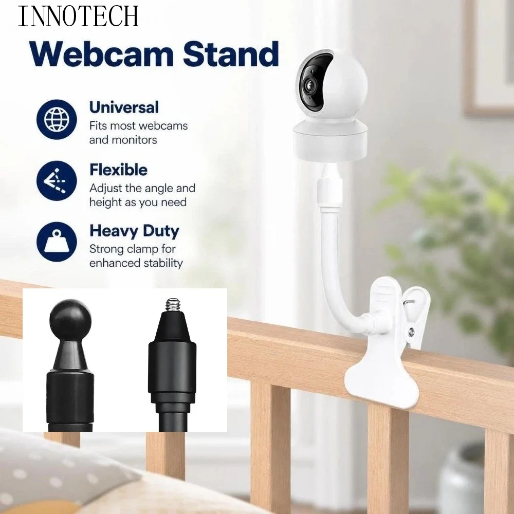 Universal Camera Clamp Mount Punch-free Flexible Clip on Webcam Stand Sturdy 1/4 Inch Screw Interface Monitor Holder Office