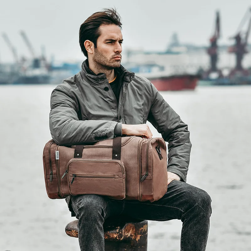 Bolsa de lona para hombre, bolso de mano enorme para AirplanesTravel Weekender