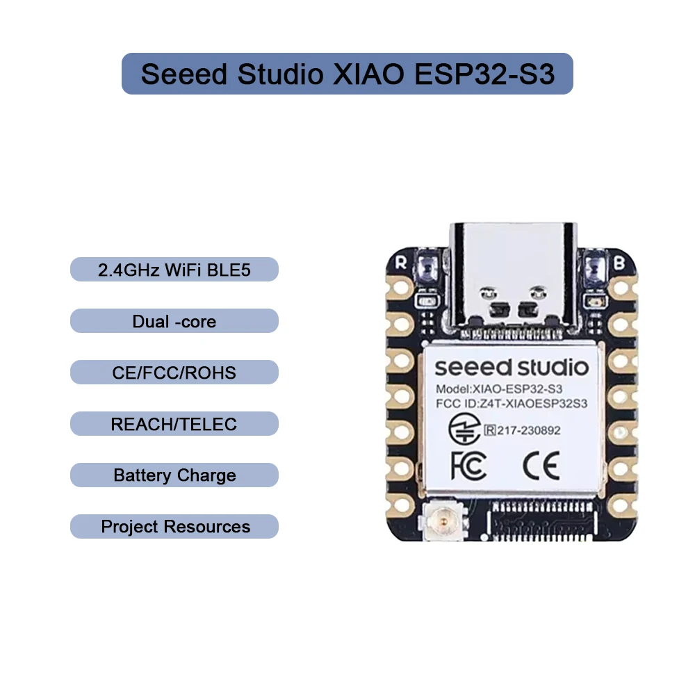 Seeed XIAO ESP32-C3/C6/S3 Mini Board - WiFi 6، BLE 5.3، IoT، Smart Home، Arduino، ESP32S3، Edge AI، طاقة منخفضة، مدمجة