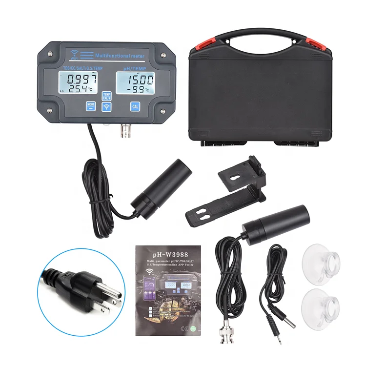 6 in 1 Wifi Water Quality Tester PH/EC/TDS/SALT/G.S/ Temp Meter Water Analyzer TUYA APP Online Remote Monitoring