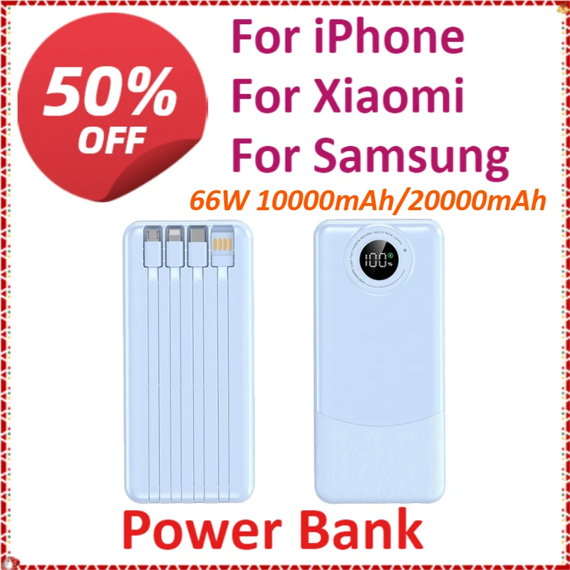 

66W 10000mAh/20000mAh Portable Power Bank Fast Charging For iPhone For Xiaomi For Samsung With USB Type C/Micro USB/Lightning