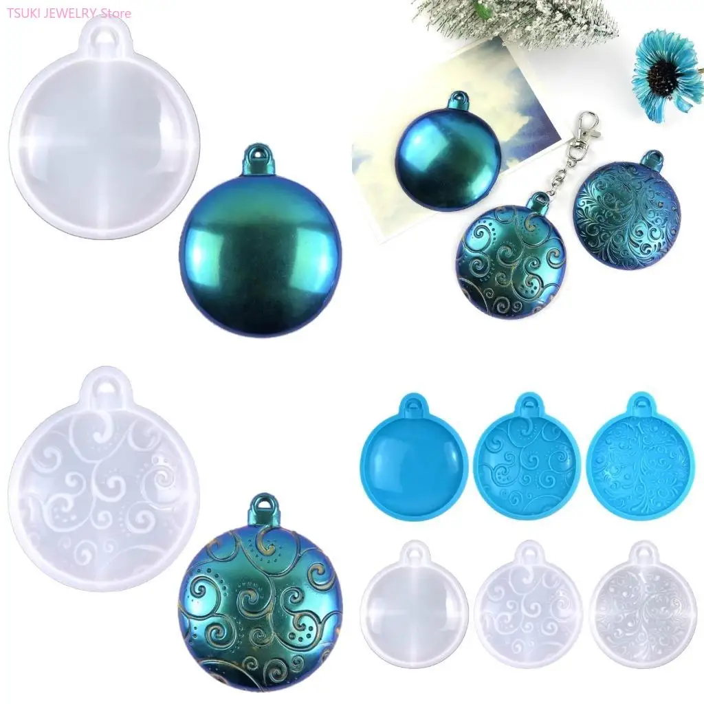 62KE 3 Styles DIY Christmas Series Keychain Silicone Epoxy Mold DIY Necklace Pendant Jewelry Crafting Mold for Christmas Gift