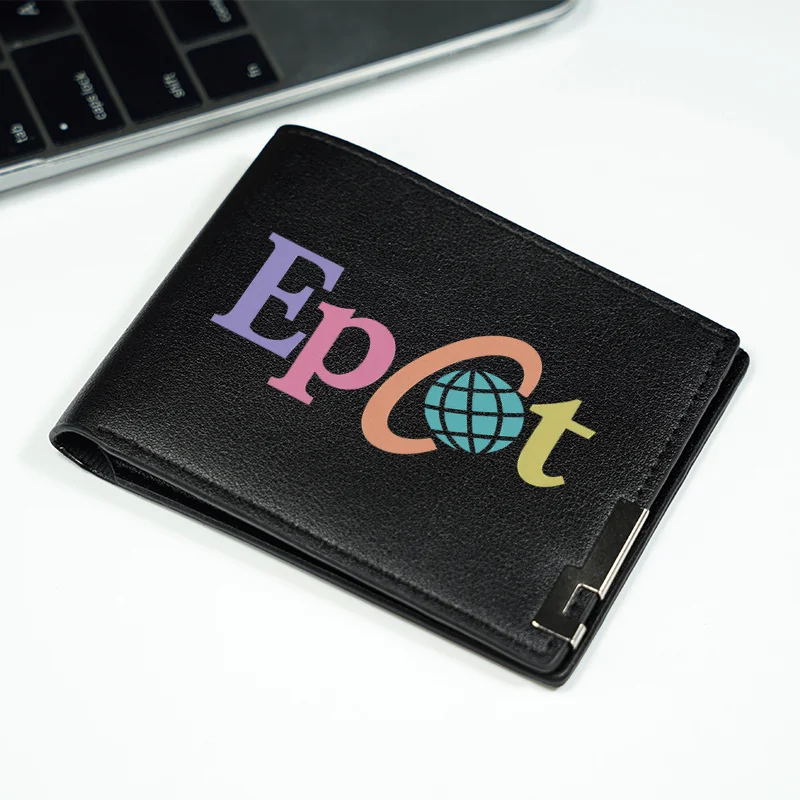 Portemonnaie aus PU-Leder mit Epcot-Logo, minimalistisches Design für Herren, Business-Casual-Stil, leicht, langlebig, für den täglichen Gebrauch