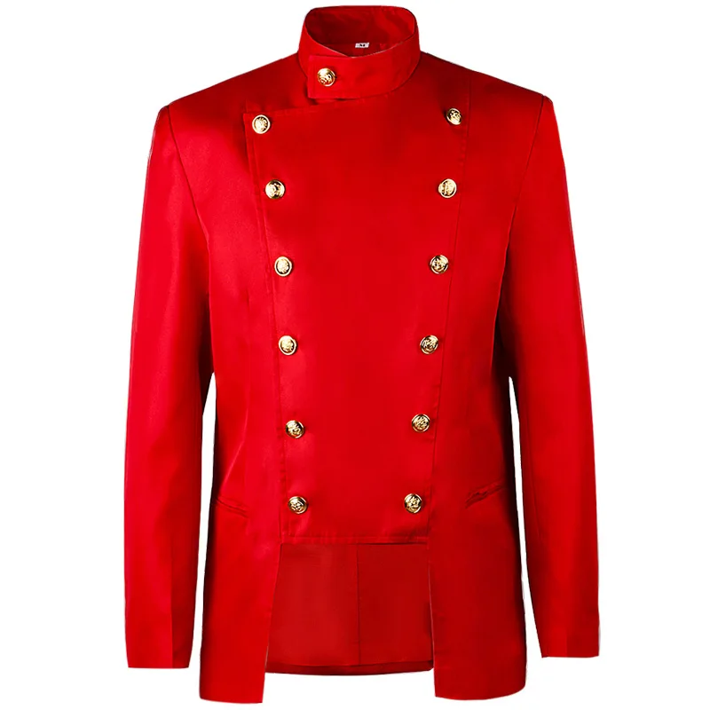 Noble Vintage Men's Jacket Medieval Cosplay Red Prince Coat Retro Wedding Blazer Gothic Steampunk Carnival Party Knight Top