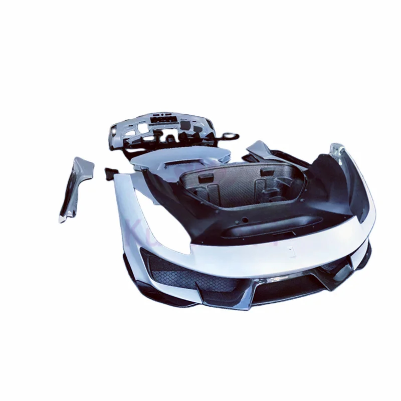 Pista Style Dry Carbon Fiber Front Bumper Rear Bumper Side Skirt Hood Body Kit for Ferrar 488 09-16