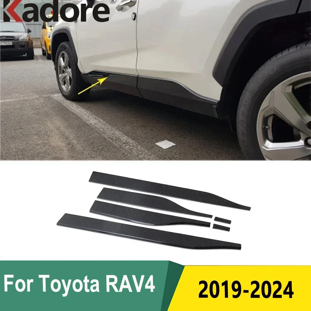 

For Toyota RAV4 RAV 4 2019-2024 Chrome Side Door Body Molding Line Cover Trim Protector Decoration Car Exterior Accessories