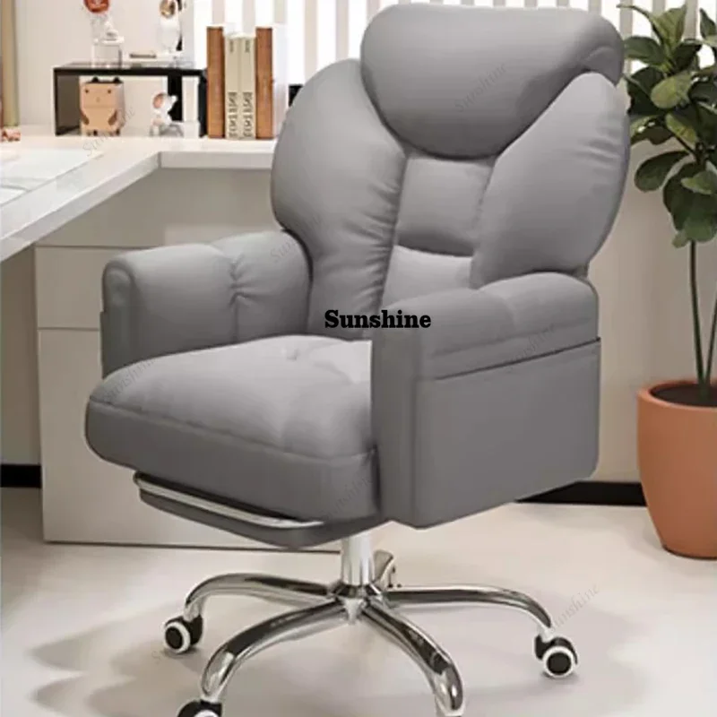 Modern White Office Chair Mobile Footrest Swivel Soft Gaming Chair Comfortable Aesthetic Sillas De Gamer Office Furniture  FT