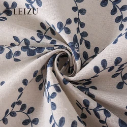 0.5/1/2 Yard Blue Retro Plum Blossom Printing Cotton Linen Fabrics Handmade DIY Bedhead Headboard Cover Curtains Tablecloths