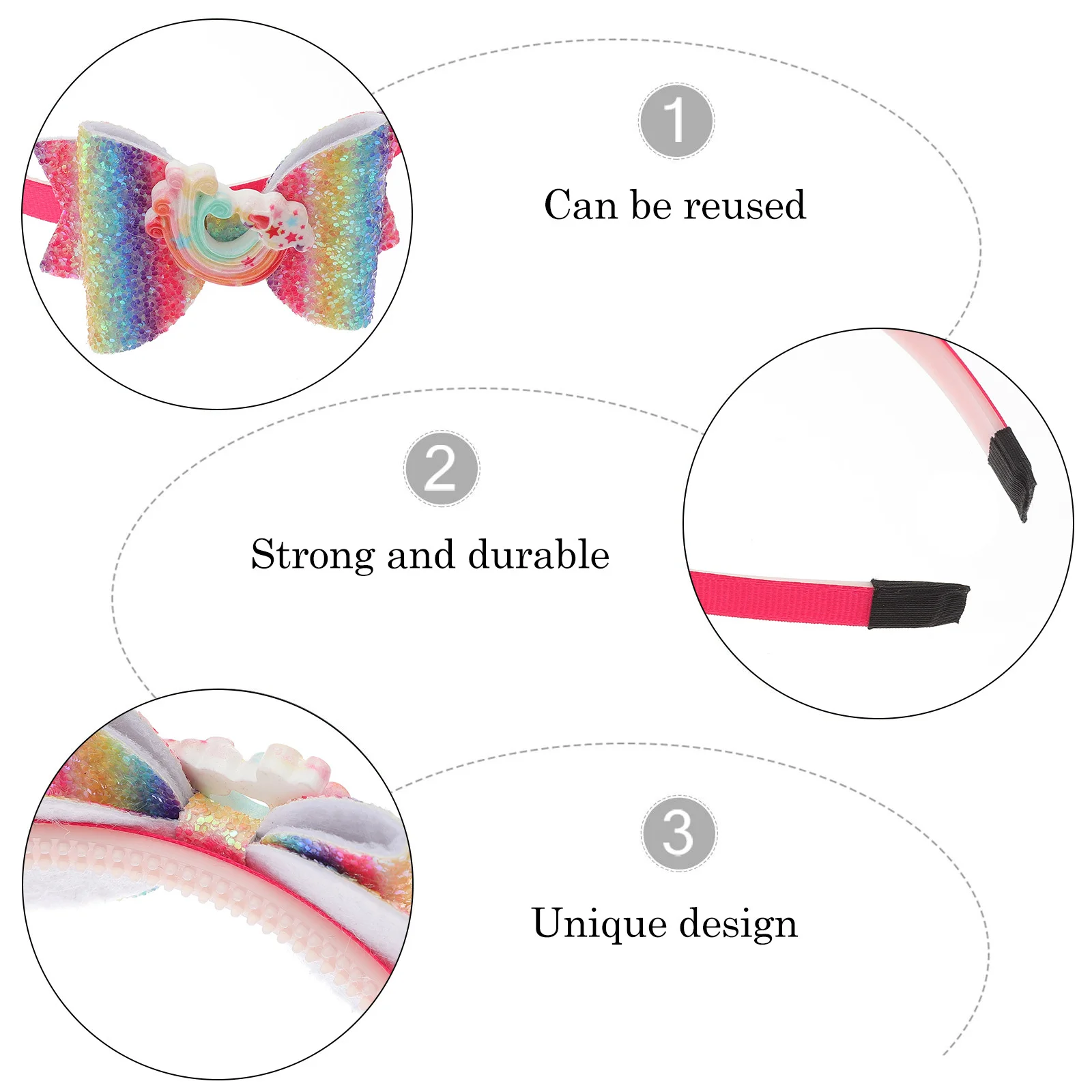 

3Pcs Rainbow Headwrap Bowknot Headband for Hair Band Perfect Gift Decorative Headdress Party Performance Photo Prop
