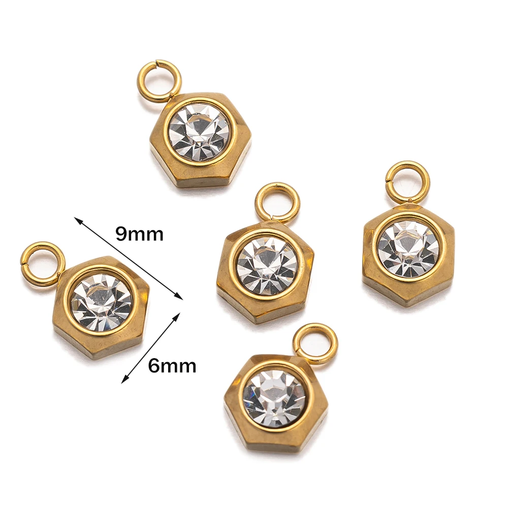 10pcs Gold Stainless Steel Zirconia Heart Star Charms for DIY Earring Bracelet Necklace Jewelry Making Accessories No Fade