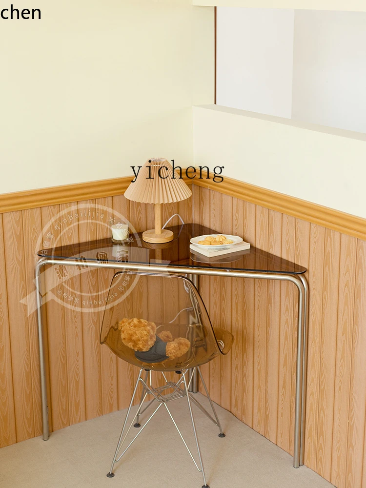 Picture 3: HXL small apartment light luxury simple stainless steel corner table corner desk writing desk