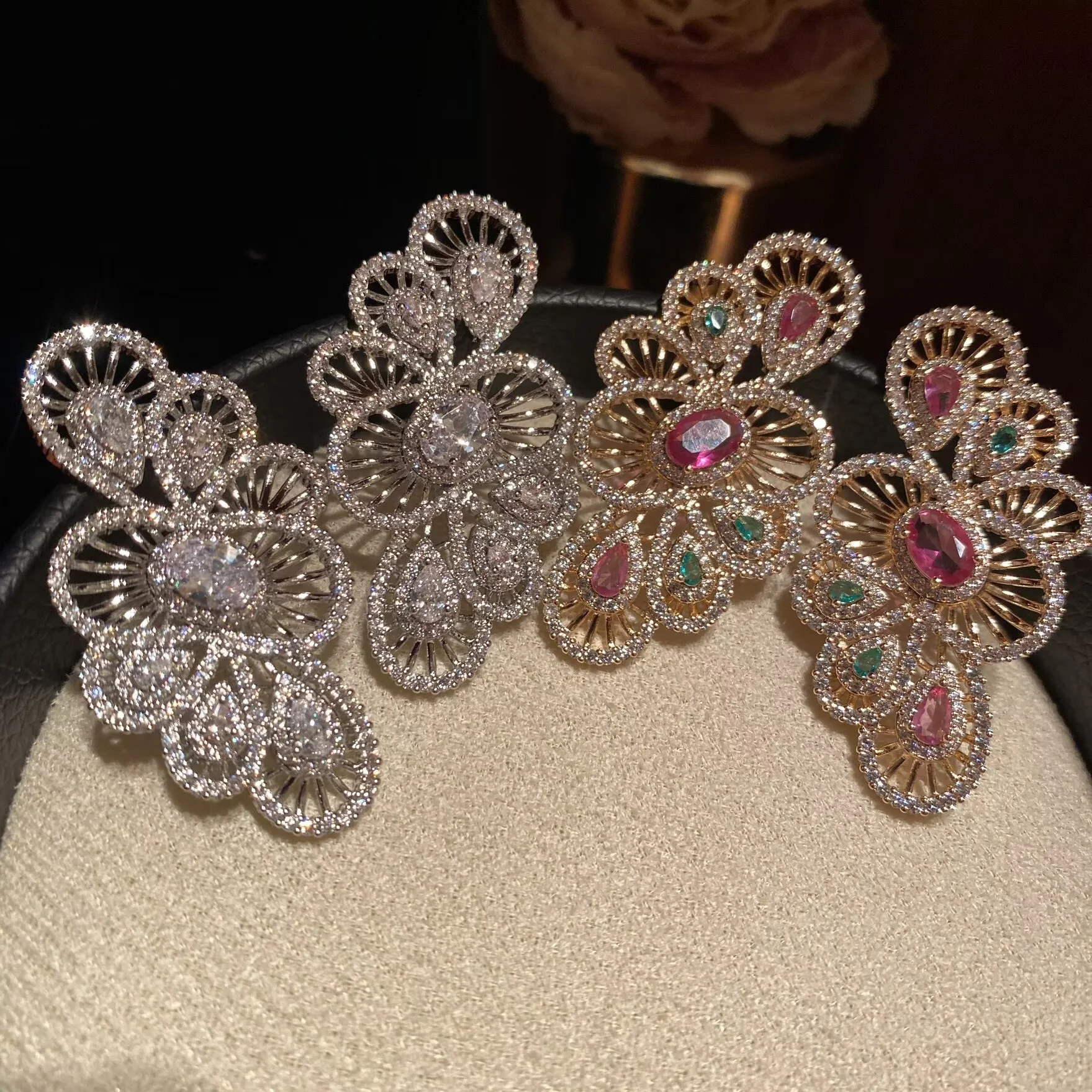 

Сверкающие серьги-павлиний хвост с кубическим цирконием, разноцветные, для свадьбы, вечеринки, торжественных мероприятий