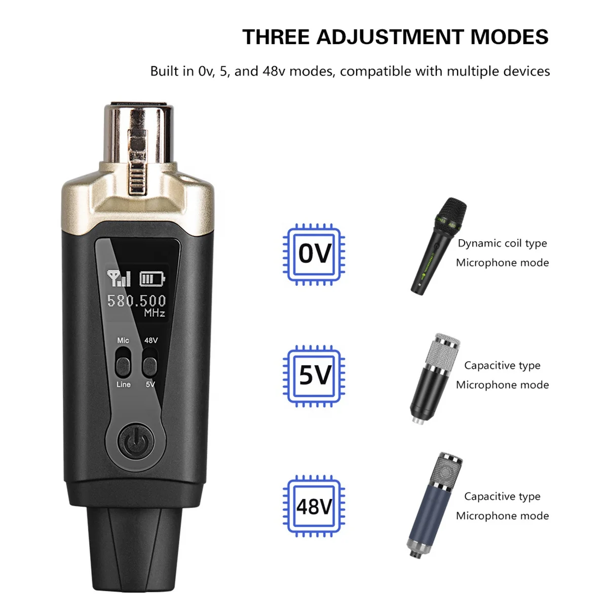 Clavax CLWA-MA15 UHF Wireless System XLR Transmitter and Receiver for Dynamic Condenser Microphone Audio Mixer PA System