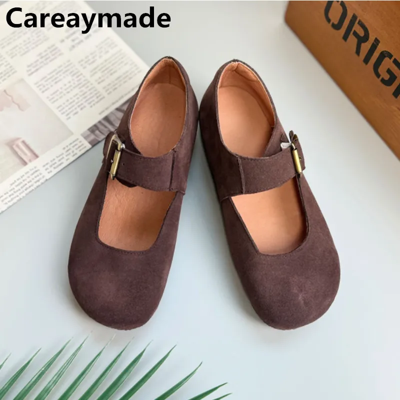

Careaymade-женская обувь большого размера из натуральной кожи, весенне-летние туфли Boken, уродливые милые туфли Мэри Джейн на плоской подошве с круглым носком