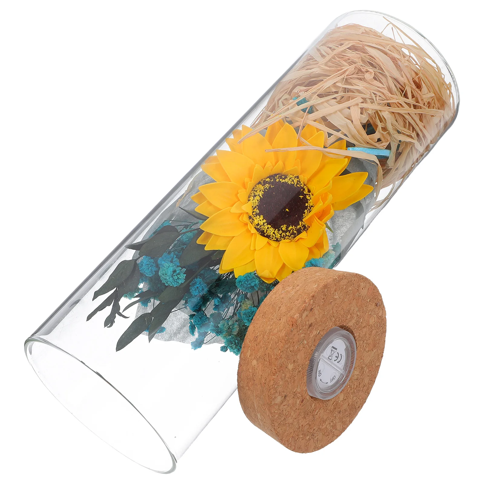 

Wish Bottle Preserved Flower Luminous Decor Yellow Sunflower Romantic Gift For Home Wedding Party Birthday Artificial