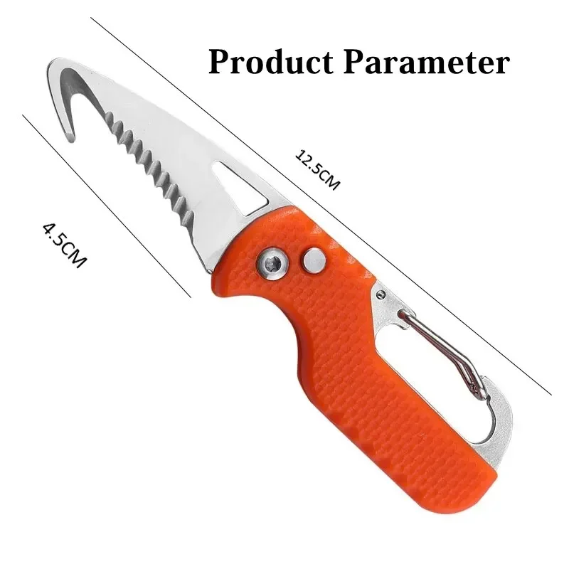 Cuchillo plegable portátil para acampar al aire libre, paquete exprés, llavero de regalo, cuchillo de gancho dentado, herramienta de supervivencia