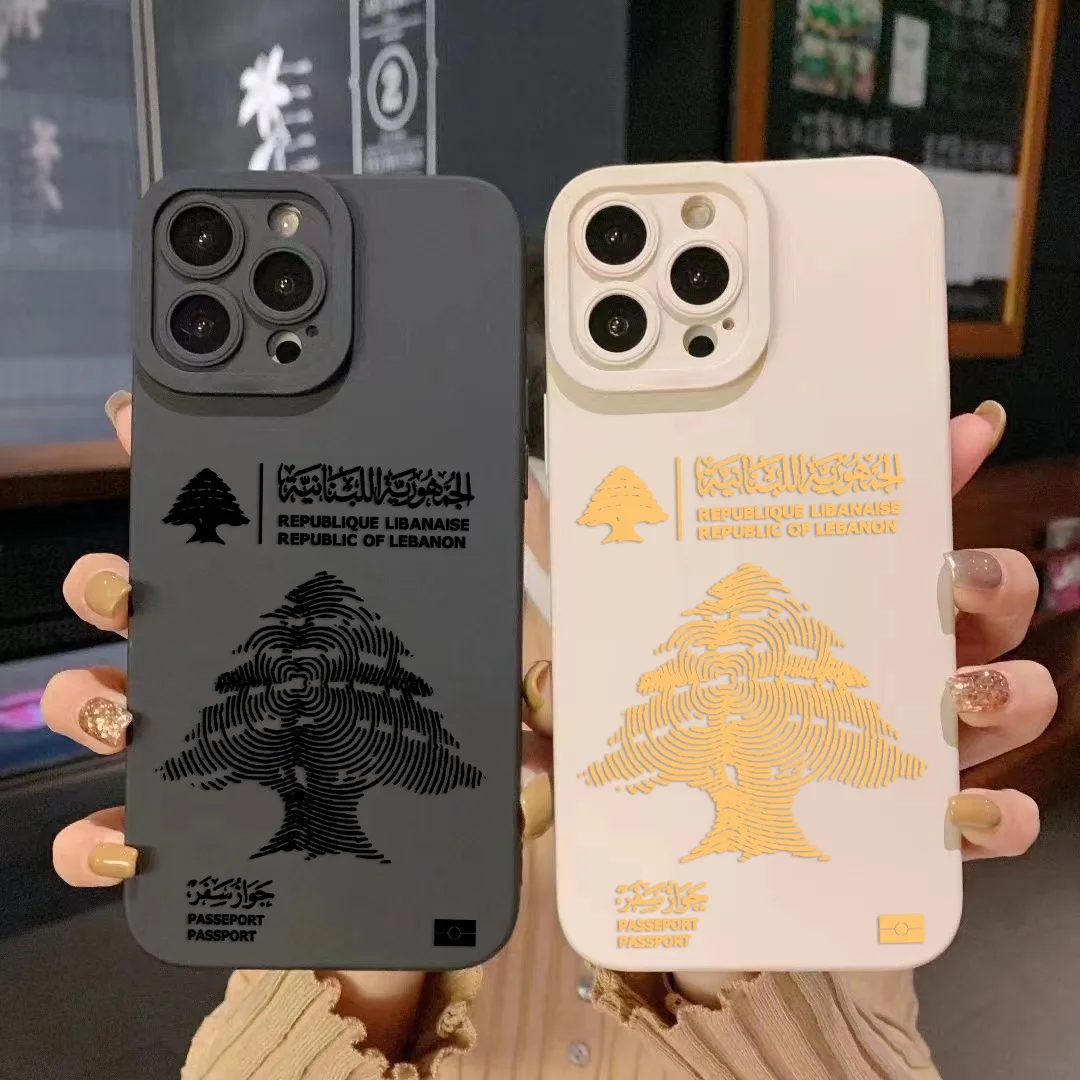 Coque de téléphone passeport liban, étui arrière en Silicone souple pour iPhone 16e 16 15 14 13 12 11 Mini Pro Max X XR XSMax 8 7 6 6S Plus