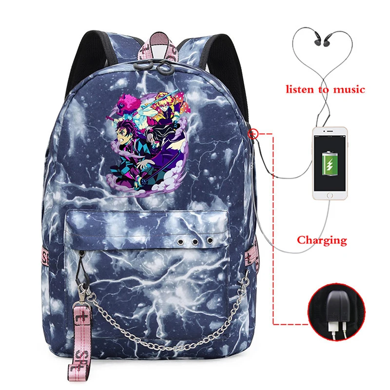 Demon Slayer Anime borse da viaggio borse College zaini multifunzione femminili sport ragazzi Street Style Bag Demon Slayer School Bags