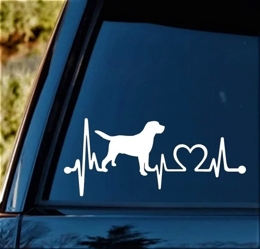 7.5x3.25cm Labrador Retreiver Heartbeat Dog Funny Vinyl Decal Sticker Car Stickers Window