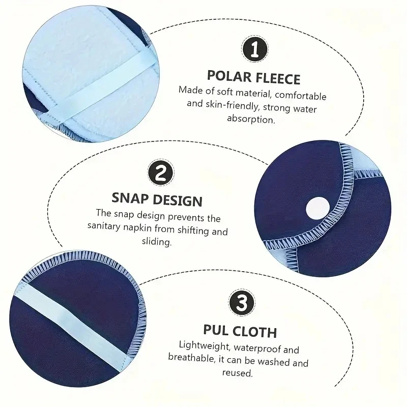 AIO 8 قطعة مجموعة فوط صحية فائقة الامتصاص قابلة لإعادة الاستخدام فوط صحية ناعمة قابلة للغسل مع وسادات داخلية سلس البول قابلة للتبديل