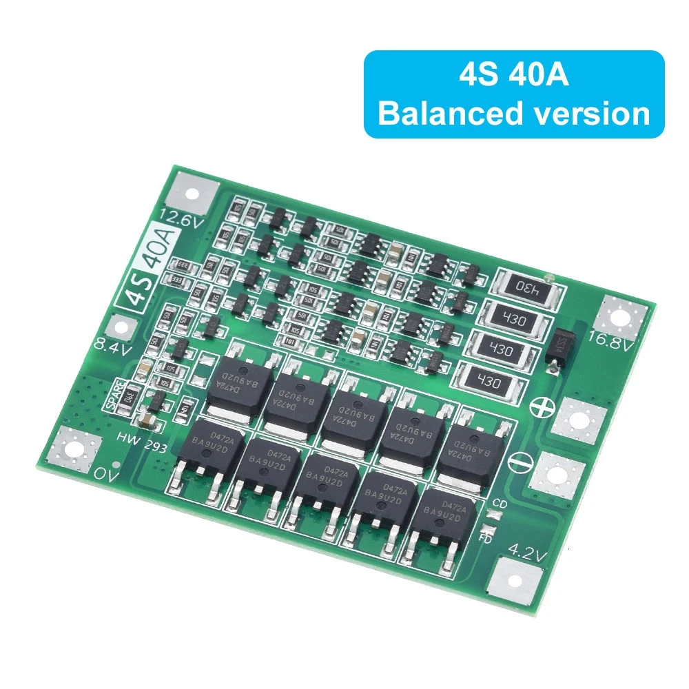 3S 4S 40A 60A Li-ion Lithium Battery Charger Protection Board 18650  BMS For Drill Motor 11.1V 12.6V/14.8V 16.8V Enhance Balance