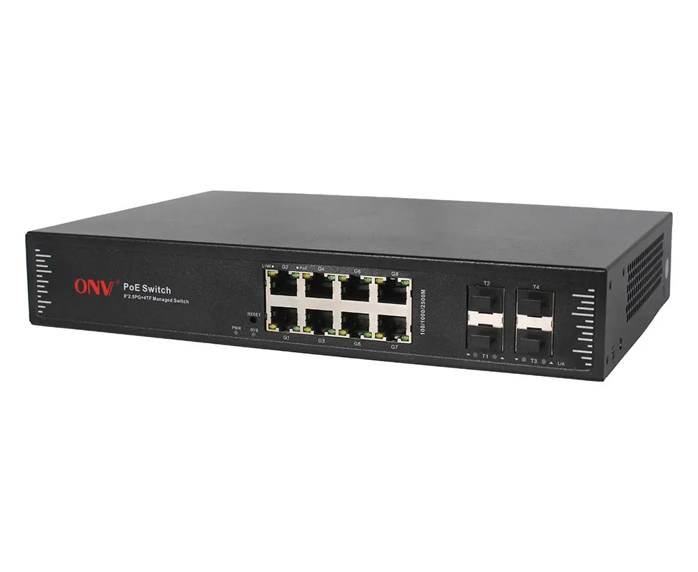 OEM/ODM 12-port 2.5G Sakelar PoE Terkelola dengan QOS, STP/RSTP/MSTP, ERPS, IGMP, SNMP, WEB/CLI, VLAN, Pemantauan Keamanan