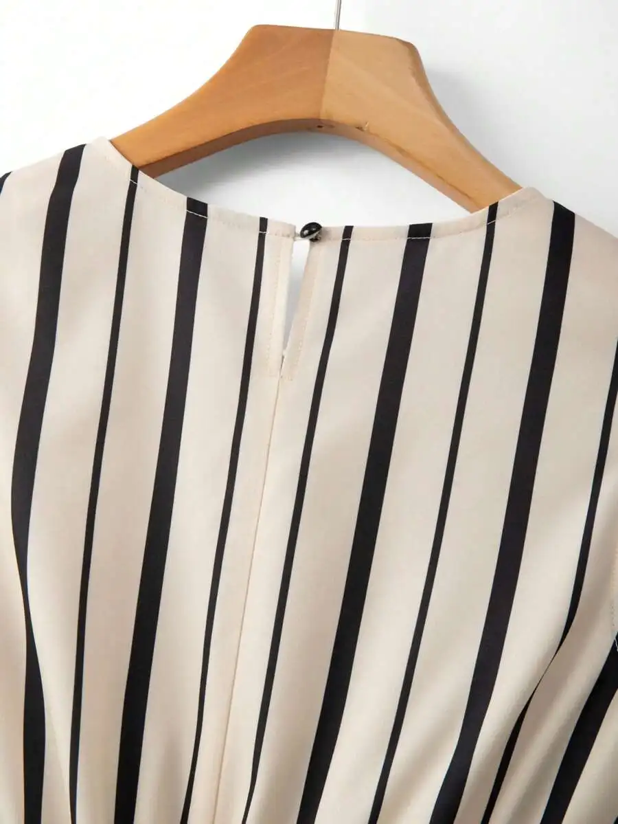 

Women Sleeveless Striped Casual Dress Summer Long One Piece