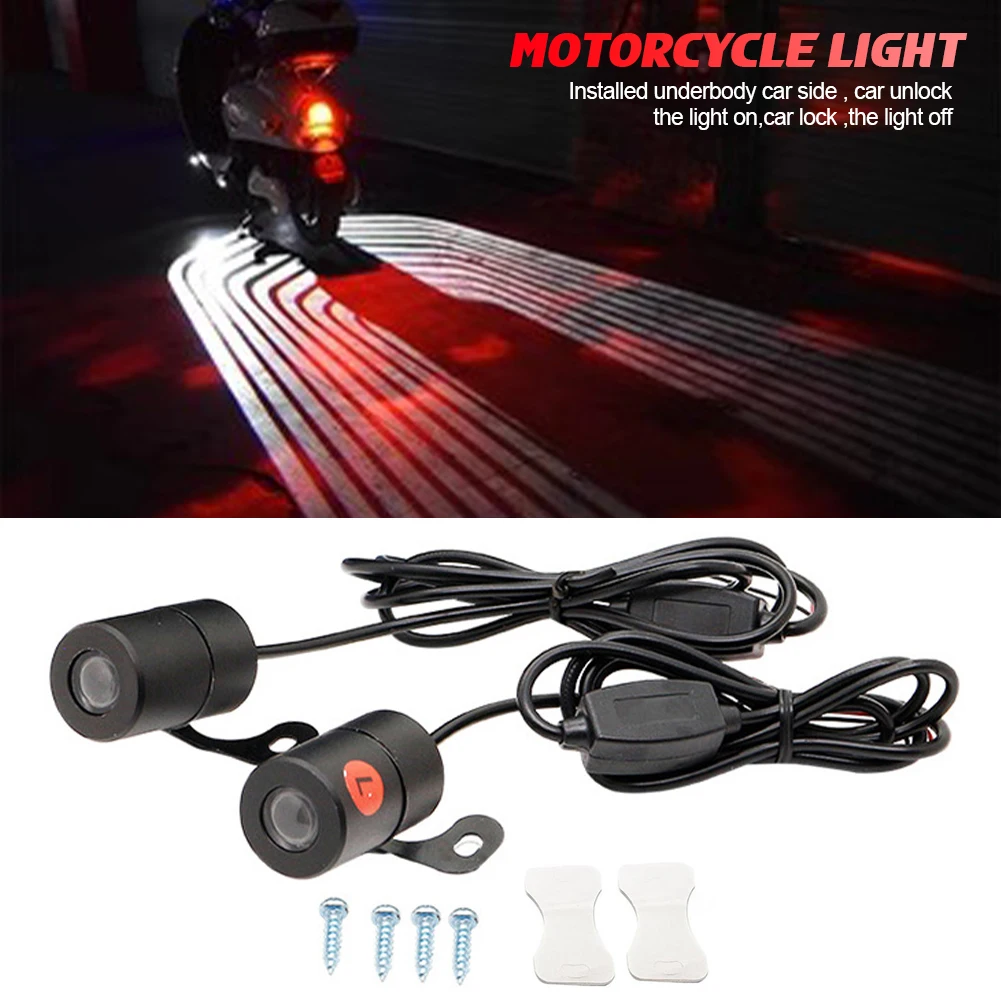 2PCS Motorcycle LED Lamps Welcome Door Courtesy Light With Projector Angels Wing Led Carpet Underglow For Car Motorcycle Light