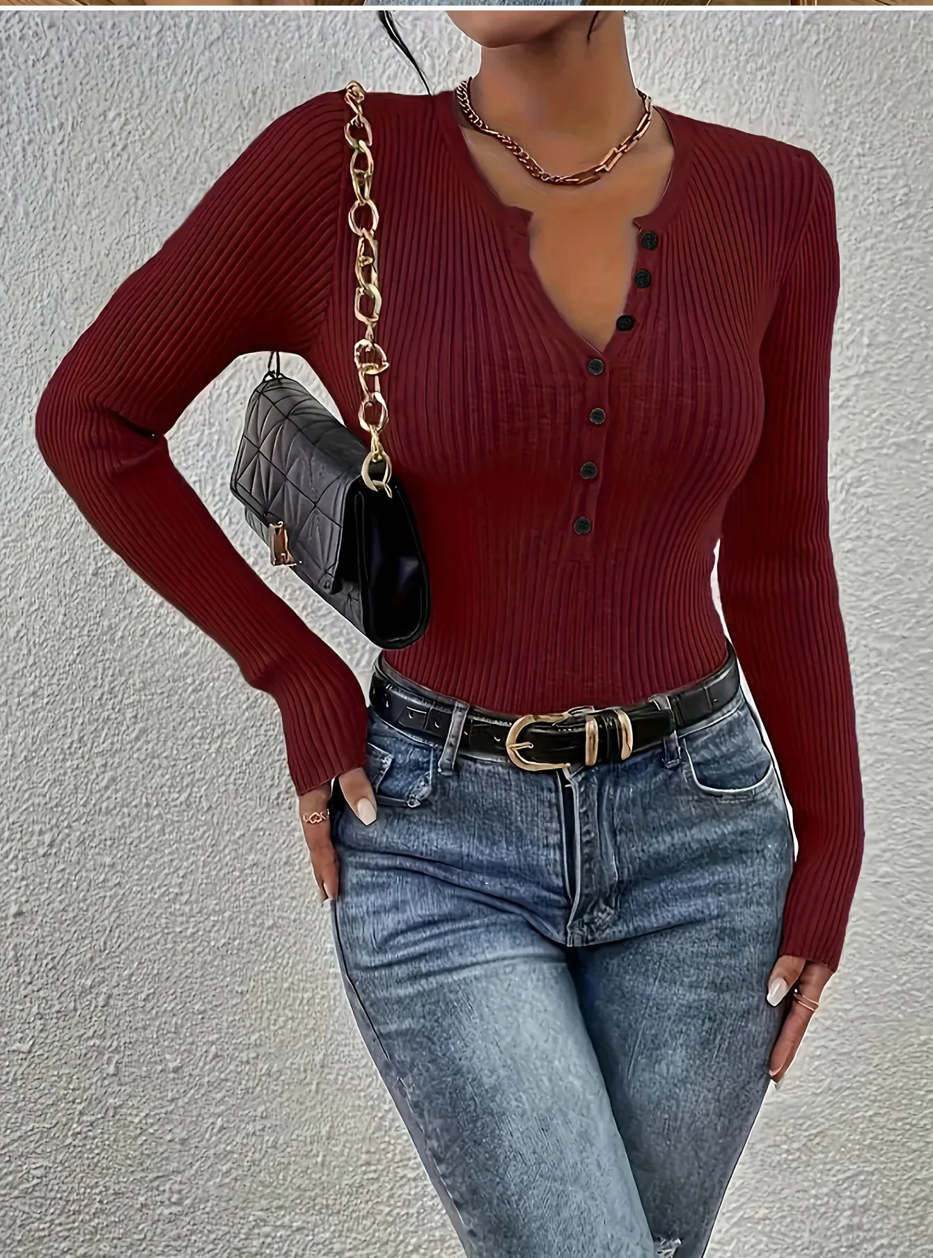 Solid Color Casual Slim Shirts For Woman 2026 Autumn Y2K Women's Blouse Long Sleeve Ribbed Knitted Tees Fashion Female Sexy Tops