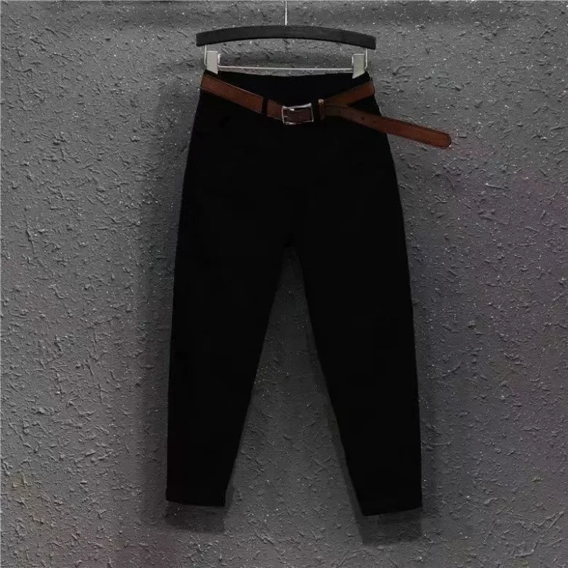 SimpleCasualWomen's جينز 2024 لربيع وصيف نمط جديد سلع أوروبية بيضاء عالية الخصر فضفاضة تناسب التخسيس أبي السراويل #5