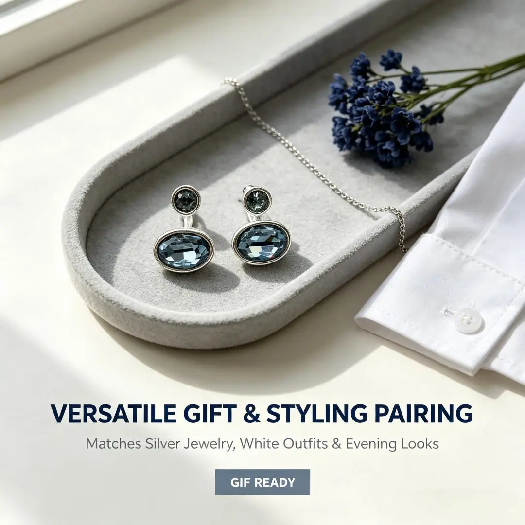 2026 Spain's dazzling socialite style irregular blue zircon earrings jewelry accessories surprise gift