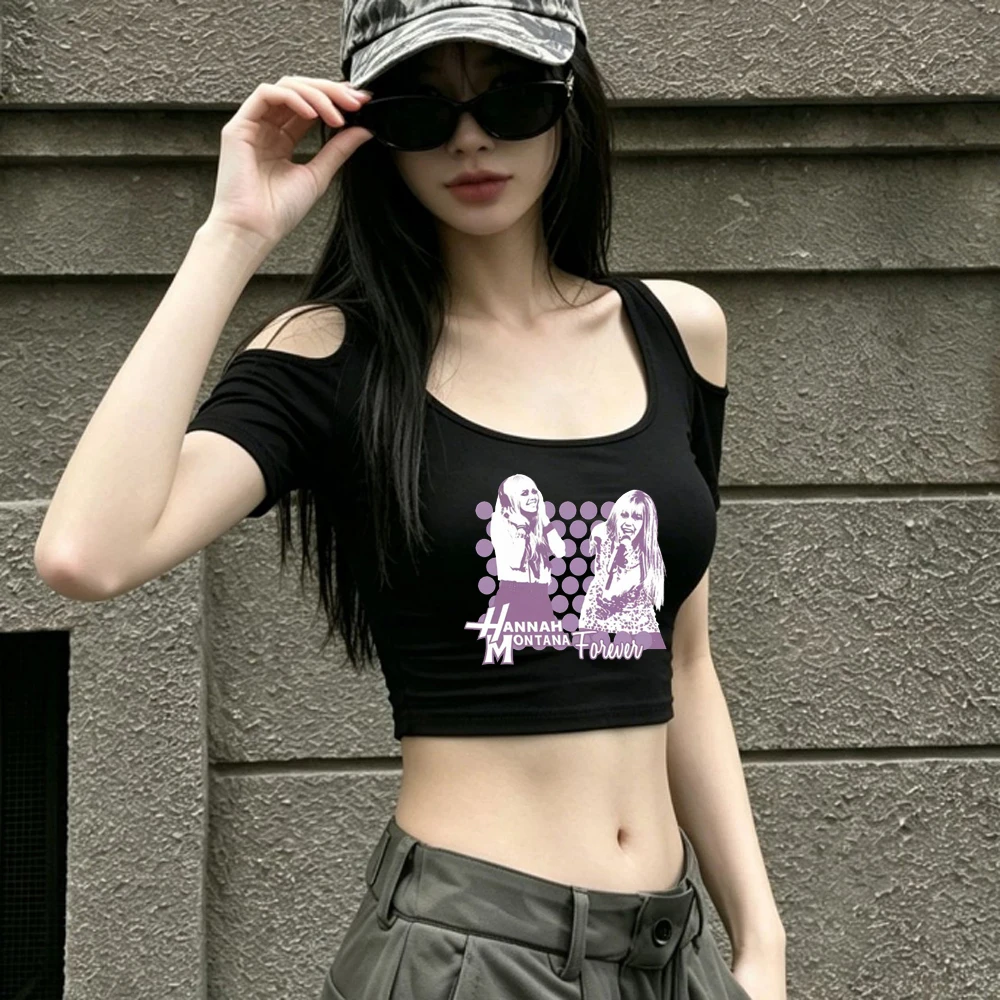 Hannah Montana crop top women meme party funny jojifuku japanese shirt dollette graphic japanese