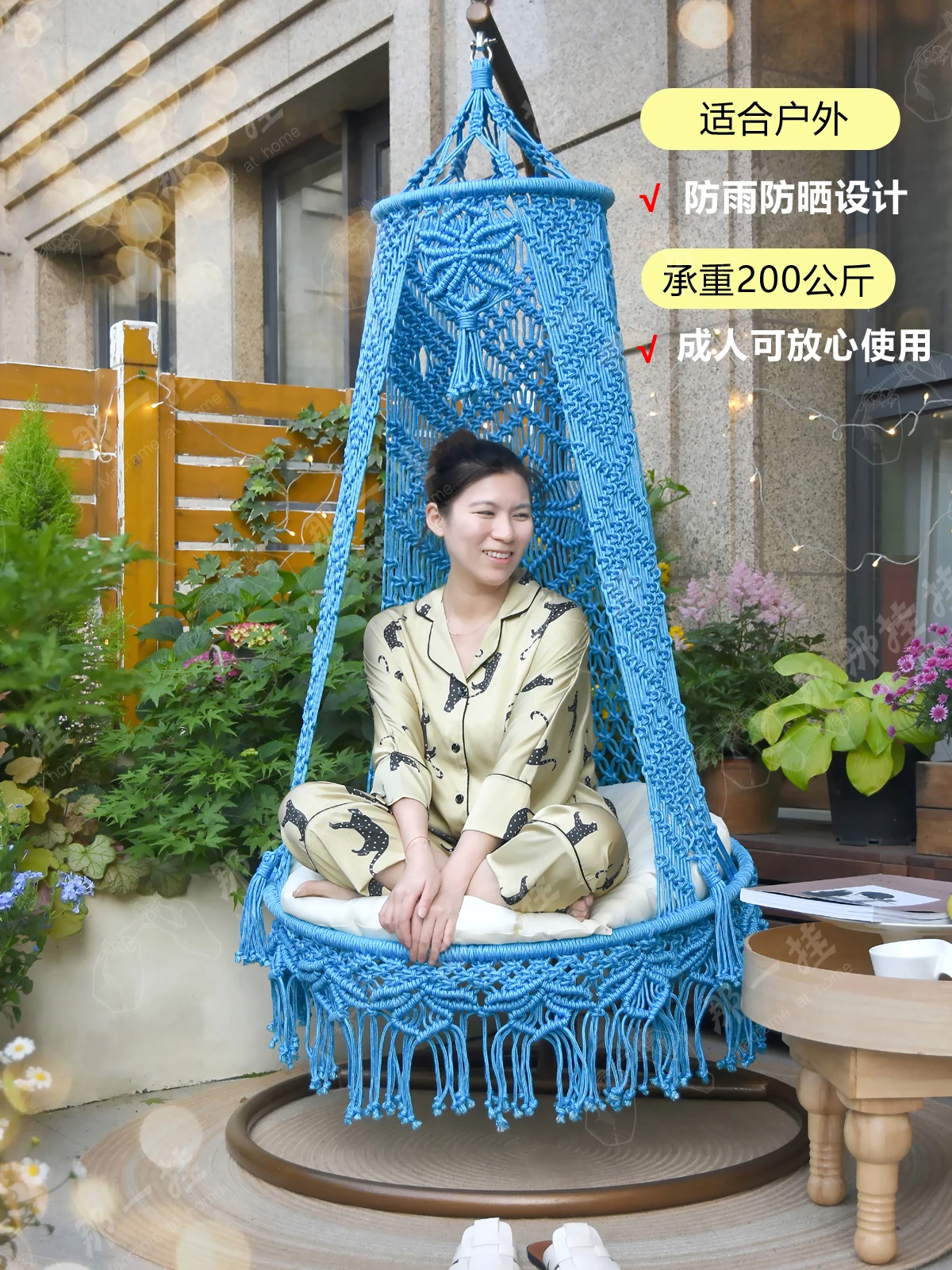 Original hand-woven bohemian outdoor chairlift, hammock hammock, hammock, balcony, swing garden, homestay