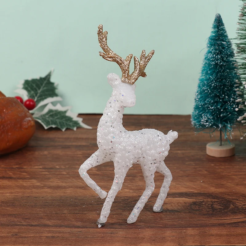 1Pc Christmas Deer Fairy Ornaments Cartoon Animal Statue Shop Display Window Cabinet Ornaments Tale Garden Props Kids Gift