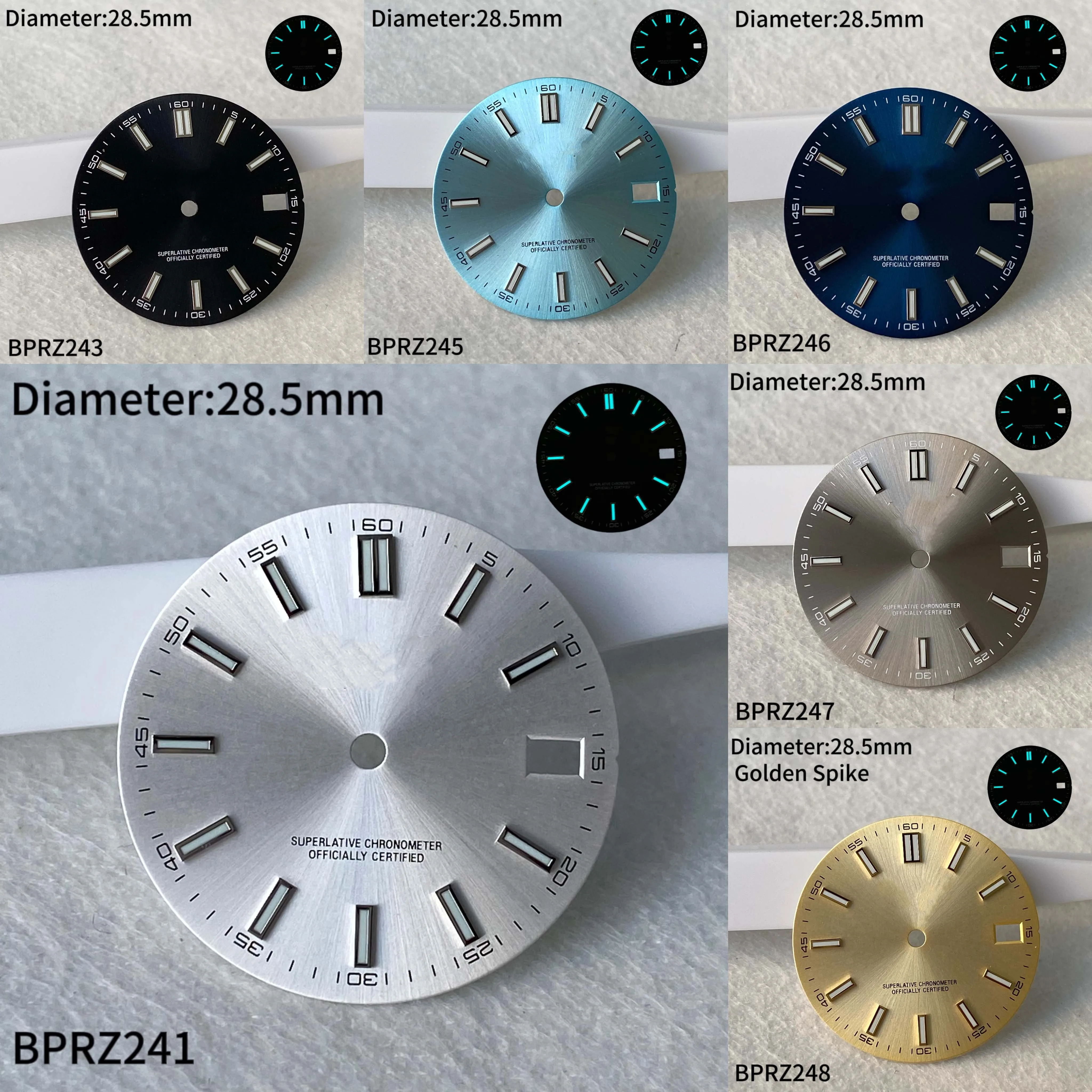 

Мужские часы 28,5 мм, Солнцезащитный узор, синяя Ночная подсветка, подходит для занятий спортом NH35NH36, аксессуары для часов с логотипом (BT)