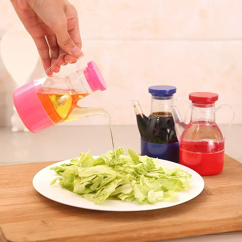 Transparent Gravy Boats Leakproof Oil Can Bottle Condiment Dispenser Plastic Soy Sauce Vinegar Container Pot Kitchen Cruet