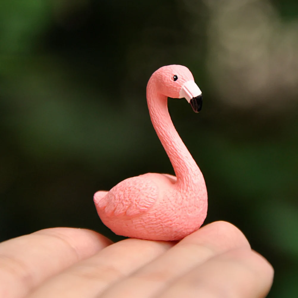 

Flamingo Cake Toppers Ornament Decorations Tiny Figures Household Pink Mini Animal s