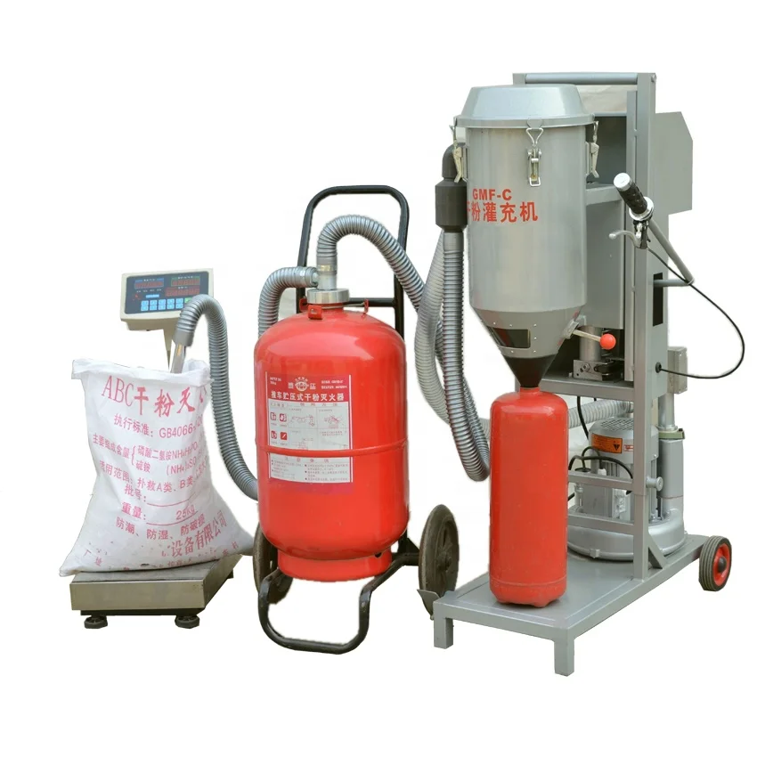 Fire extinguisher filling machine for dry powder extinguisher