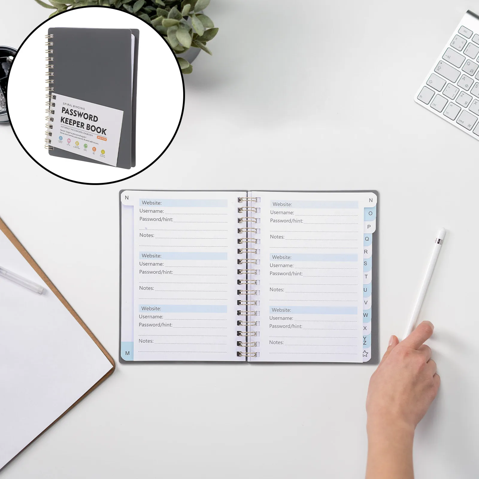 Compact A6 Password Book with Alphabetical Tabs Multi Function Password Notepad for Website Recording Address Management and