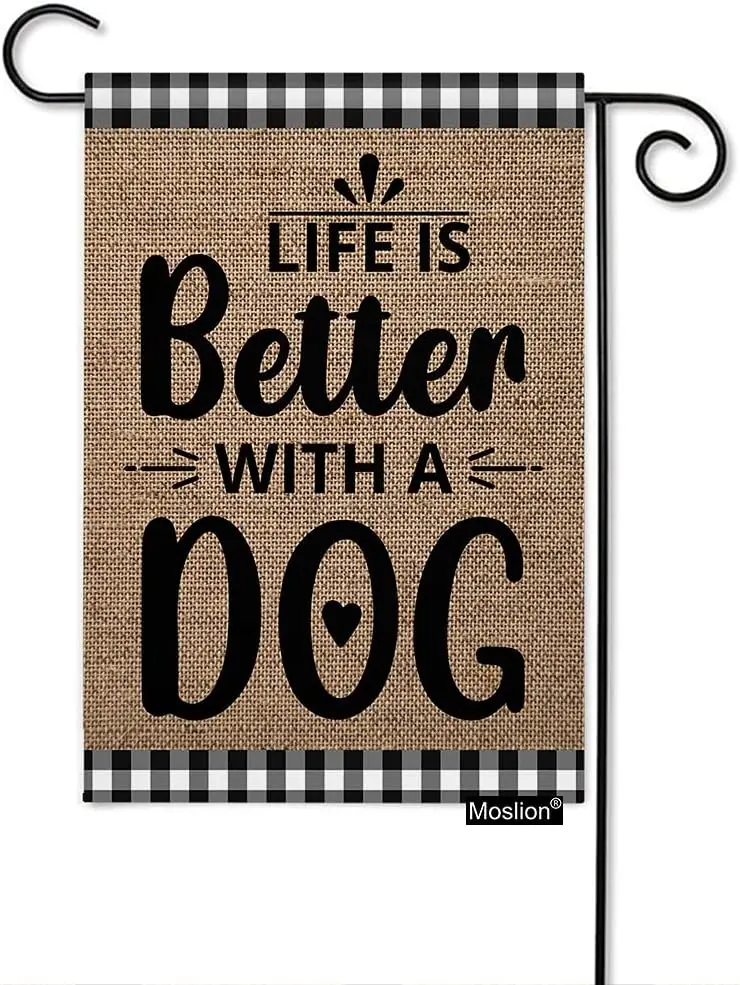 Garden Flag Home Banners Outdoor Decor Lawn (12.5 x 18 Inch, Life Is Better With A Dog Garden Flag)